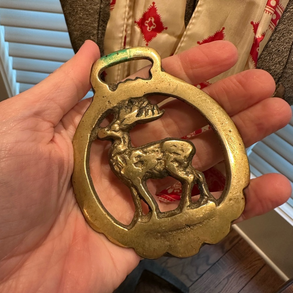 Deer/Elk Vintage Horse Brass (Scarf Slide) - Picture 1 of 4